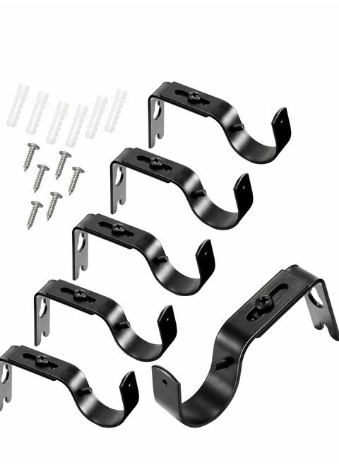 Curtain Rod Brackets General Adjustable Holder Wall Bracket Hooks Outside Mounted Blinds with Screws for 1 Inch Diameter Black
