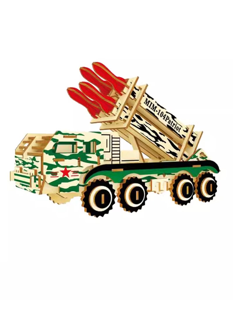 لغز خشبي ثلاثي الأبعاد نموذج بنة تجميع لعبة الصبي (مركبة صاروخية مضادة للطائرات) - Image 1