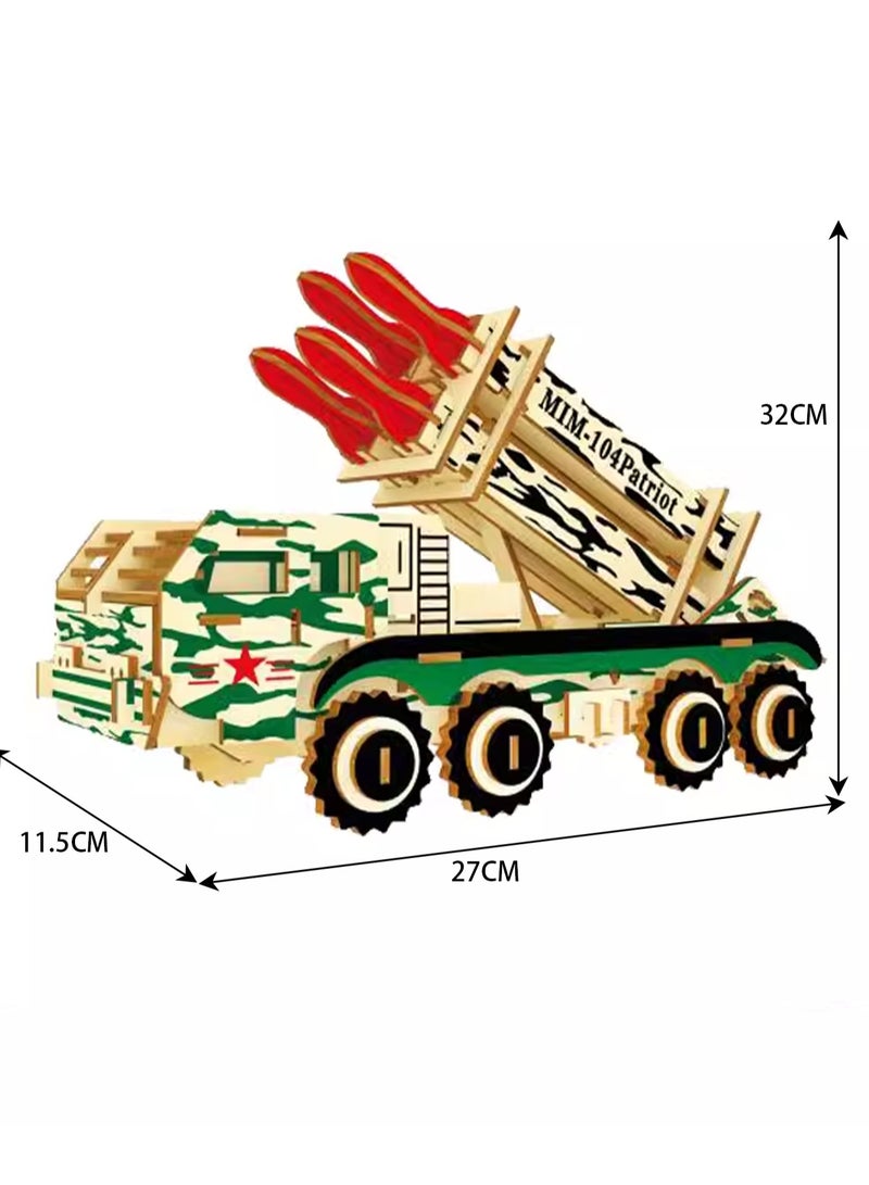 لغز خشبي ثلاثي الأبعاد نموذج بنة تجميع لعبة الصبي (مركبة صاروخية مضادة للطائرات) - Image 2