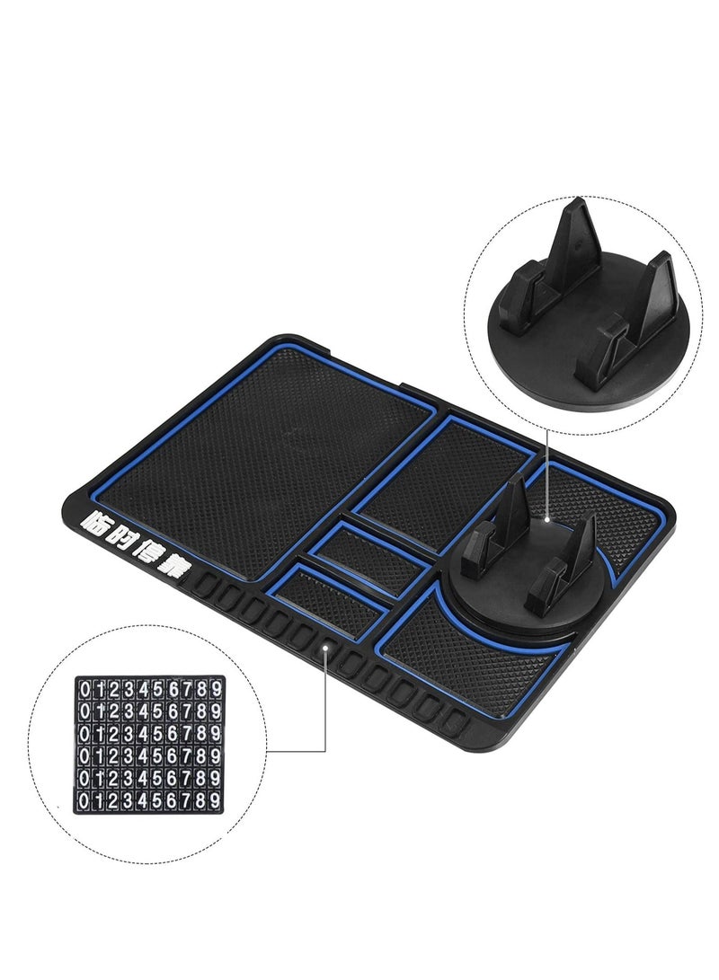 KASTWAVE Non-Slip Car Dashboard Mat Anti-Slip Multifunctional Keys Cell Phone Holder Pad Car Phone Holder Blue Black