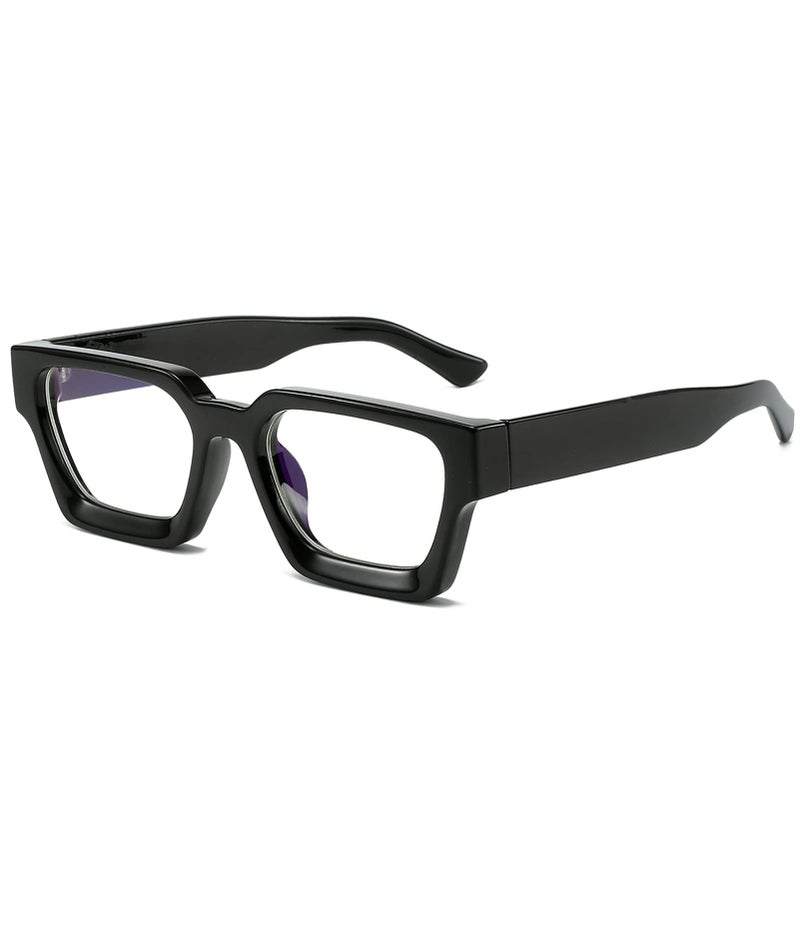 EYLRIM Thick Square Frame Blue Light Glasses for Women Men Non Prescription Computer Eyeglasses01 Black