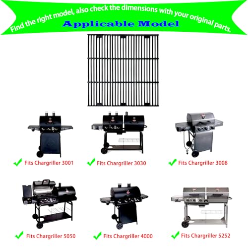 Direct store Parts DC114 (3-pack) 19.75" Porcelain Coated Cast Iron Grill Cooking Grates Replacement for Chargriller Gas Grill 2121, 2123, 2222, 2828, 3001, 3030, 3725, 4000, 5050, 5252, 5650,9020… - Image 3