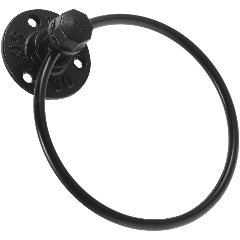 Industrial Style Wall Mounted Towel Holder Hand Towel Ring Black Iron for Bathroom Kitchen Accessories - Image 2