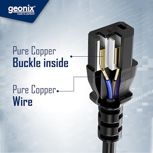 Geonix 1.5 Meter Computer Power Cable Cord for Desktops PC, Printers, Monitors, SMPS Power Cable (Black) - Image 5