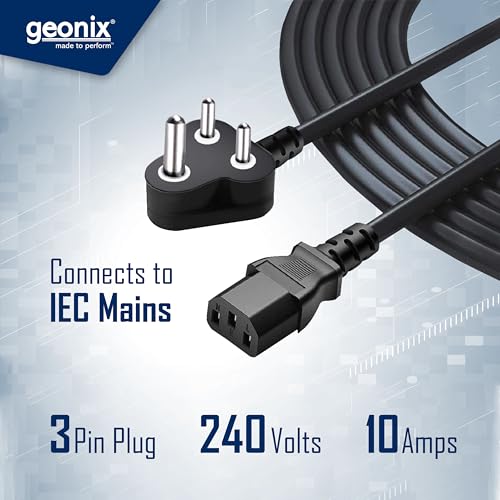 Geonix 1.5 Meter Computer Power Cable Cord for Desktops PC, Printers, Monitors, SMPS Power Cable (Black) - Image 2