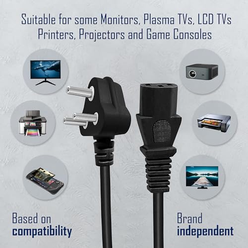 Geonix 1.5 Meter Computer Power Cable Cord for Desktops PC, Printers, Monitors, SMPS Power Cable (Black) - Image 4
