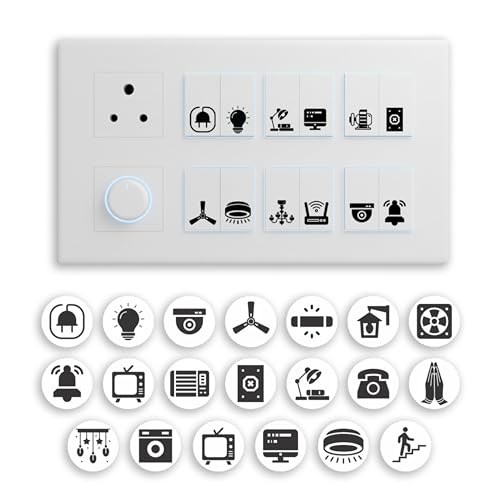 Pinaco India Switch Board Stickers - 180 Stickers, 30 Unique Designs | Decorative Stickers for Switches, Home & Office, Easy to Apply Stickers for Switches, Waterproof Vinyl 1.5 cm (Black) - Image 1