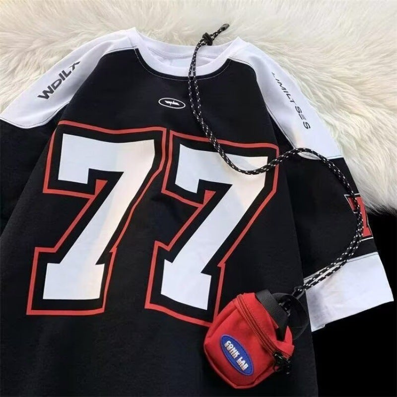 2024 New American Trendy Printed Letter Tee for Men Black 