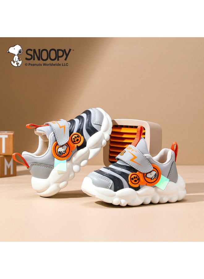 Snoopy Children's Shoes, Boys' Sneakers, Baby Running Shoes, Wear-resistant Shock-absorbing Caterpillar Shoes, 2032 Gray And Black, Size 24 - Image 1