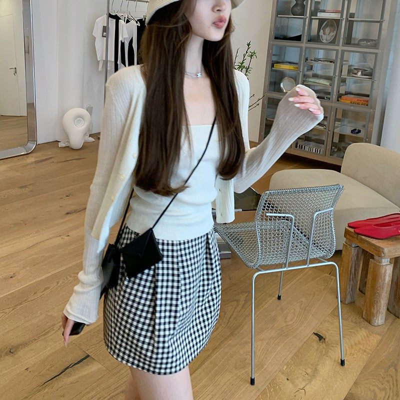 Knitted Cardigan & Camisole Two-Piece Set - Image 2