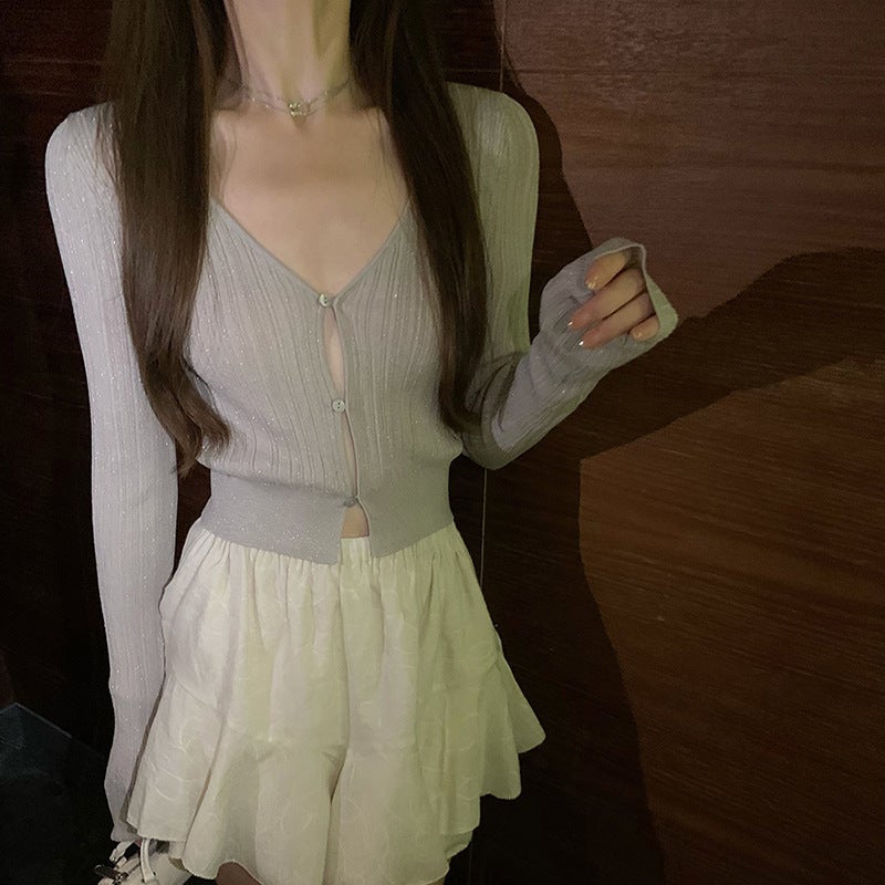 Knitted Cardigan & Camisole Two-Piece Set - Image 5