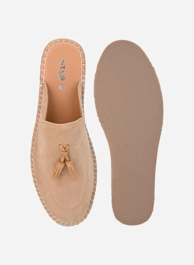 Styli Faux Suede Mule Espadrilles with Tassel
