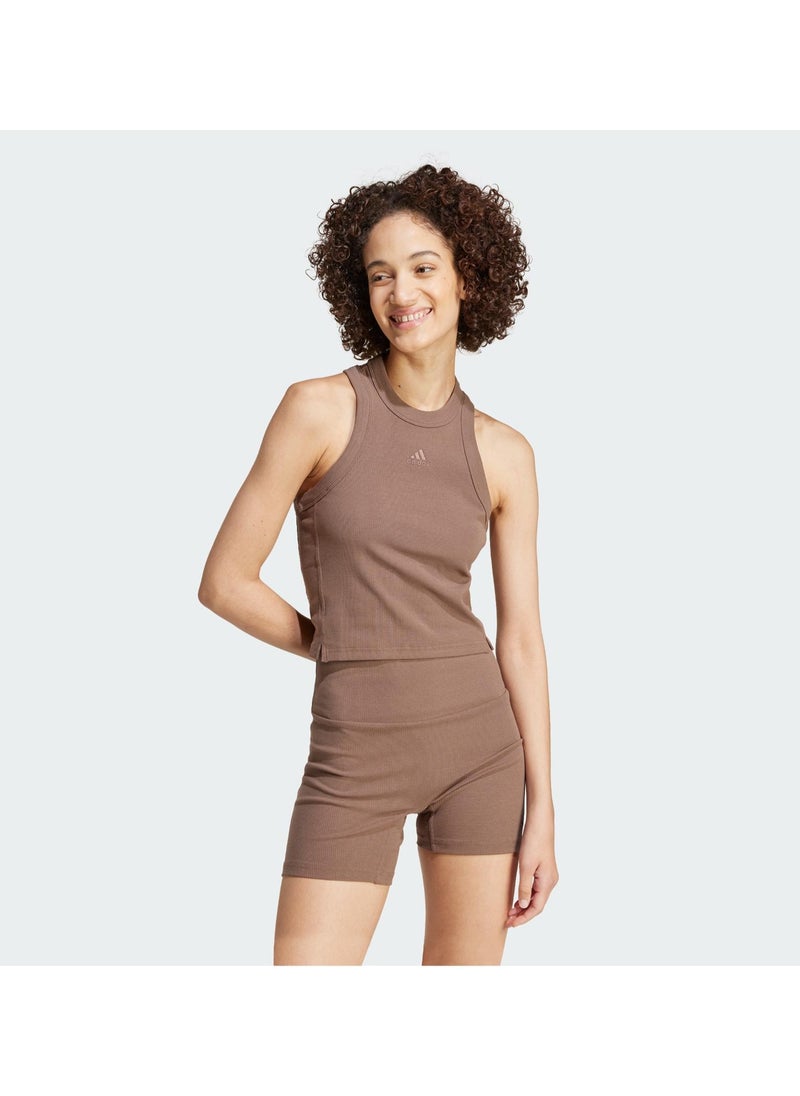 Adidas Lounge Ribbed Cropped Tank Top  - Image 1