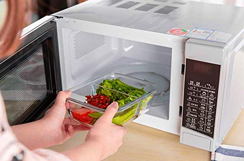 HOMIES INTERNATIONAL HOMIES INTERNATIONAL 1 Piece, 2 Compartment Rectangular Solid Glass Storage/Serving Bowl Set Lunch Tiffin Box with Clamp Plastic lid (1000ML) , Transparent  - Image 5