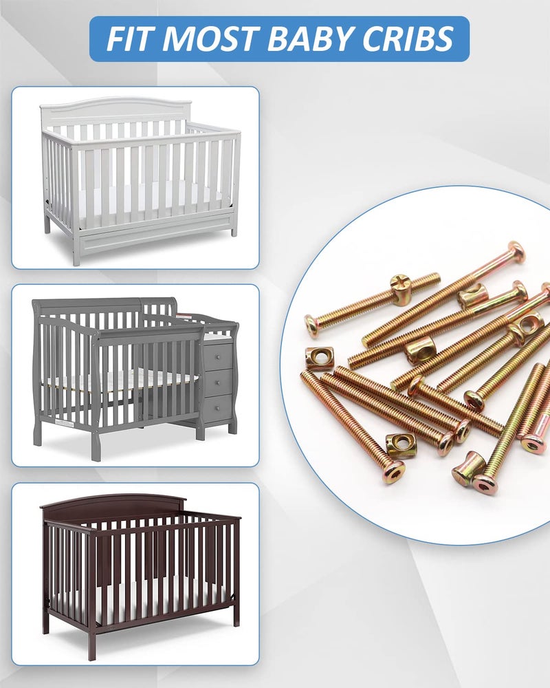 Allwin طقم استبدال مسامير سرير الأطفال 16 مجموعة براغي إطار السرير براغي وصواميل أسطوانية M6x40mm 50mm 60mm 70mm 80mm - Image 4