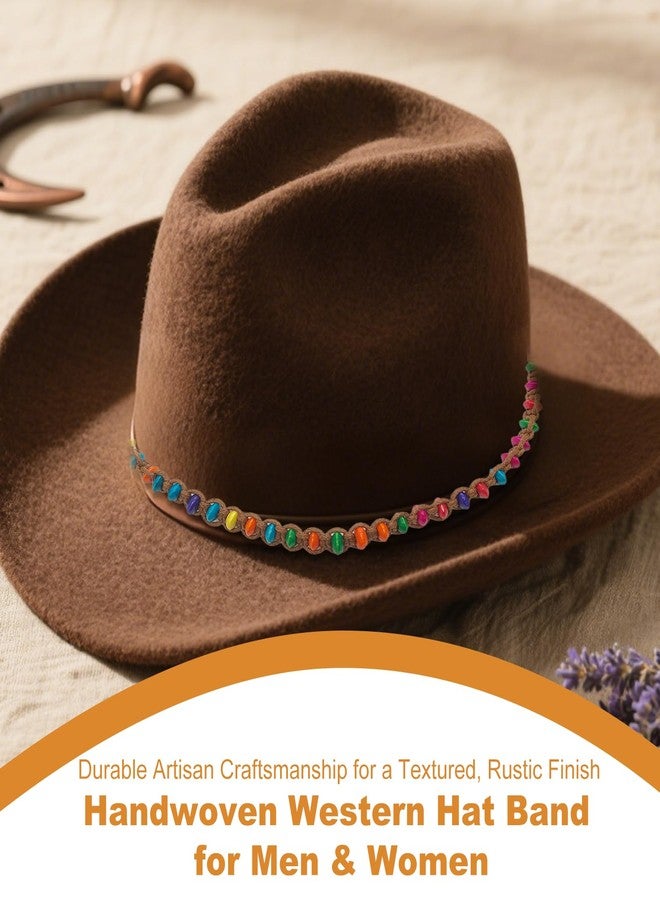 ZGGAZCA Hat Bands for Women Straw Hats Universal Colorful Beaded Cowboy Hatbands with Ribbon Decorations Western Style Belt Band for Hats Decorative Replacement Hat Bands for Womens Men - Image 3