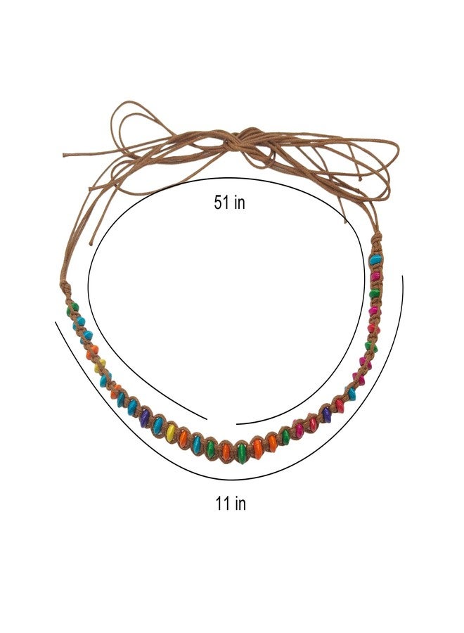 ZGGAZCA Hat Bands for Women Straw Hats Universal Colorful Beaded Cowboy Hatbands with Ribbon Decorations Western Style Belt Band for Hats Decorative Replacement Hat Bands for Womens Men - Image 2
