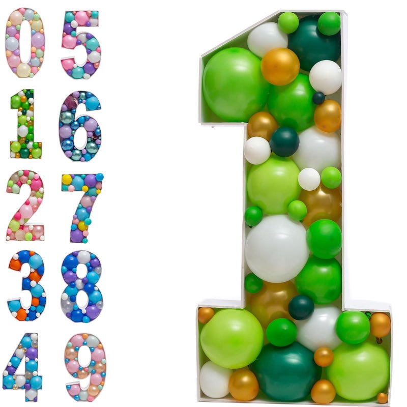 JoyBox Design Mosaic Balloon Frame Pre-Cut Kit Number 1 Cut-Out Extra Large Foam Board First Birthday Backdrop 1st Birthday Boy Girl Party Anniversary Decorations - Image 1