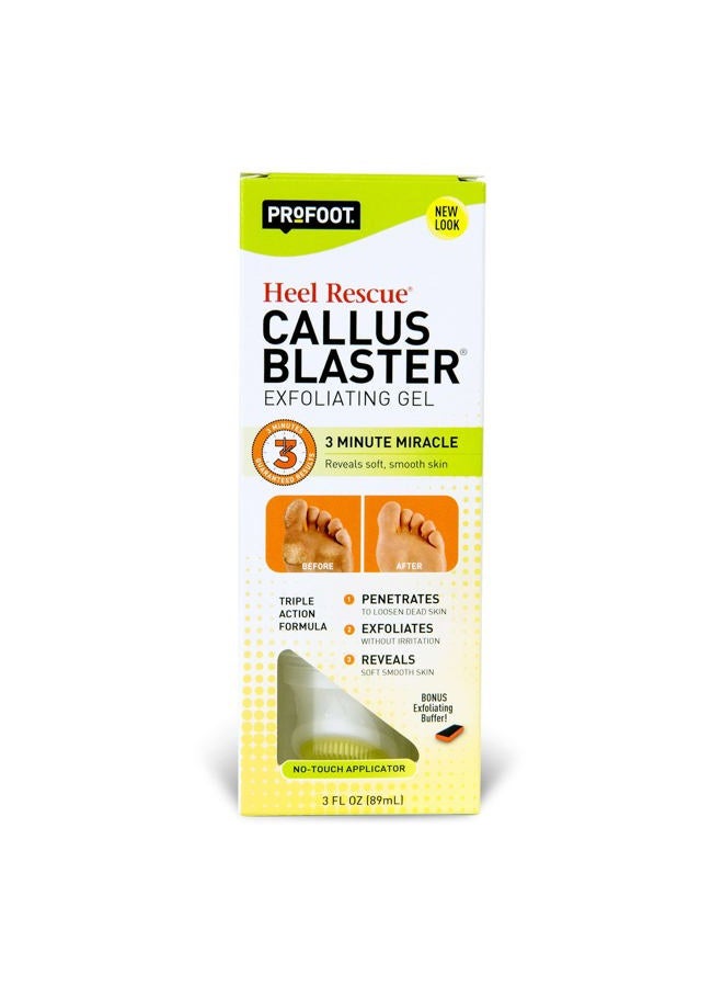 ProFoot Heel Rescue Callus Blaster Exfoliating Gel, Concentrated Acid Free Exfoliator for Softer, Smoother Feet, No-Touch Brush Applicator & Foot Buffer, 3 Ounce - Image 1