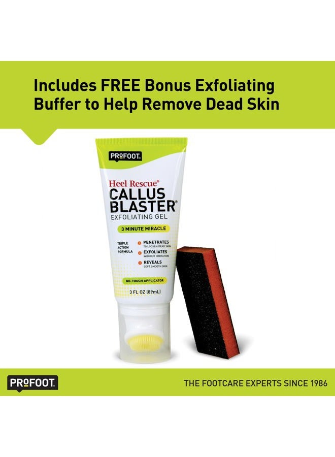 ProFoot Heel Rescue Callus Blaster Exfoliating Gel, Concentrated Acid Free Exfoliator for Softer, Smoother Feet, No-Touch Brush Applicator & Foot Buffer, 3 Ounce - Image 2