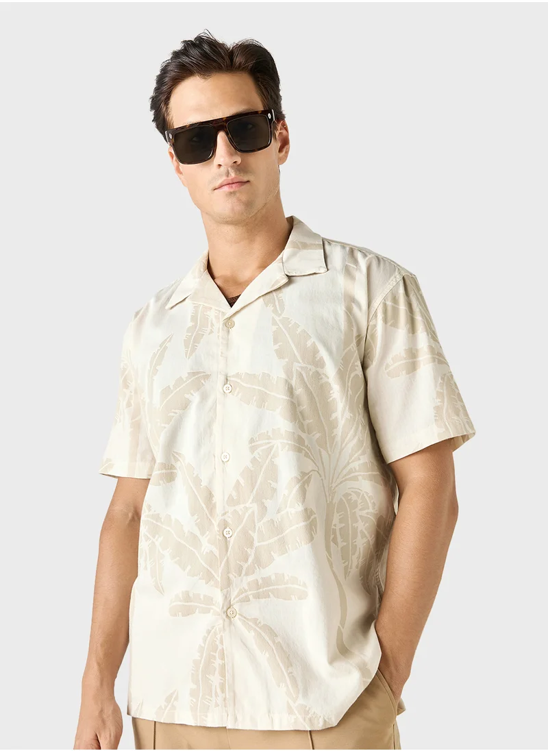 ايكونيك Iconic Relaxed Fit All-Over Tropical Print Shirt w