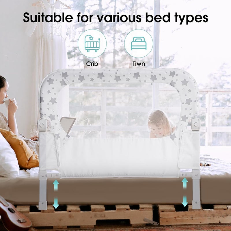 NUTIKAS Baby Bed Rail Guard for Toddlers - 35.7" Toddler Bed Rails for Crib,Twin,Full, Queen Bunk Size Bed Swing Down Bedrail Extral Tall Child Safety Side Railing Guards for Kids - Image 4