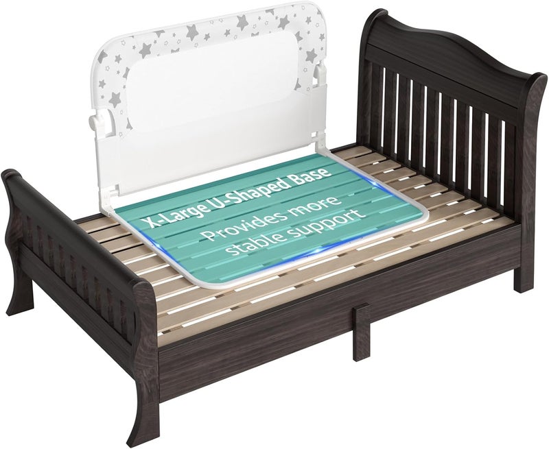 NUTIKAS Baby Bed Rail Guard for Toddlers - 35.7" Toddler Bed Rails for Crib,Twin,Full, Queen Bunk Size Bed Swing Down Bedrail Extral Tall Child Safety Side Railing Guards for Kids - Image 2