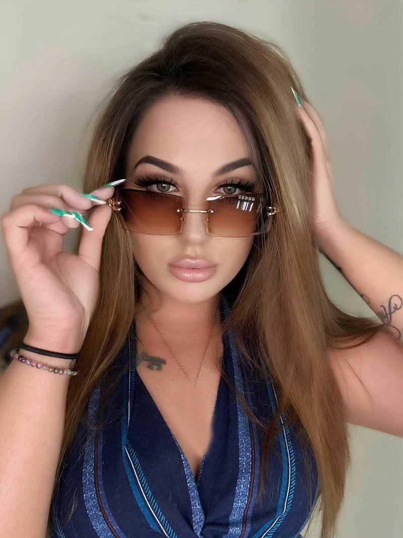 FEISEDY Vintage Rimless Sunglasses Rectangle Frameless Candy Color Glasses Women Men B2642 - Image 4