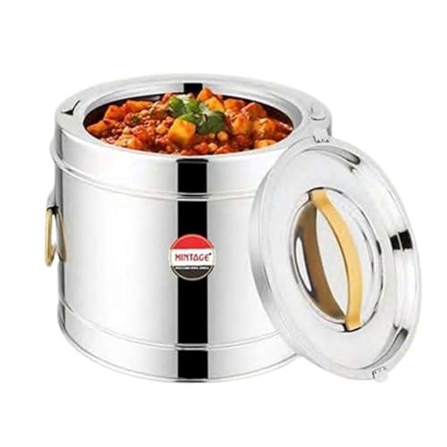 Mintage Sambar Pot Stainless Steel 5 Liters | Casserole With Lid and Side Handles for Cooking | Canteen & Hotel Container | Biryani Box Puff Insulated Hot & Cold - Image 1