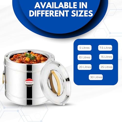 Mintage Sambar Pot Stainless Steel 5 Liters | Casserole With Lid and Side Handles for Cooking | Canteen & Hotel Container | Biryani Box Puff Insulated Hot & Cold - Image 3