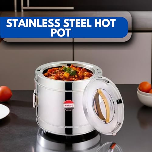 Mintage Sambar Pot Stainless Steel 5 Liters | Casserole With Lid and Side Handles for Cooking | Canteen & Hotel Container | Biryani Box Puff Insulated Hot & Cold - Image 4