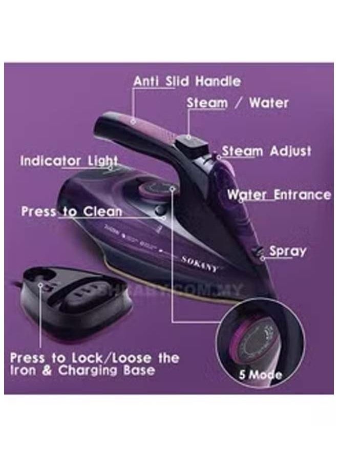 sokany - Cordless Steam Iron with Non-Stick Soleplate/Self Clean Function - Image 1