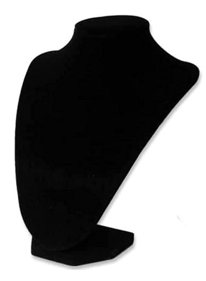 𝐅𝐅𝐃 حامل عرض مجوهرات مخملي أسود أنيق - حامل قلادة بقاعدة خشبية متينة، مثالي للمنزل أو الزينة أو معارض المجوهرات بالتجزئة - Image 1