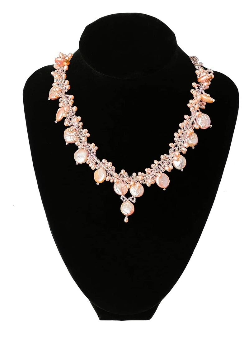 𝐅𝐅𝐃 حامل عرض مجوهرات مخملي أسود أنيق - حامل قلادة بقاعدة خشبية متينة، مثالي للمنزل أو الزينة أو معارض المجوهرات بالتجزئة - Image 3