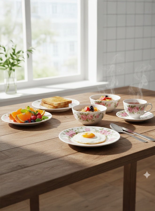 TIMMY Opal Dinner Set 58 Pieces, Premium Opalware, Design 6958 - Image 5