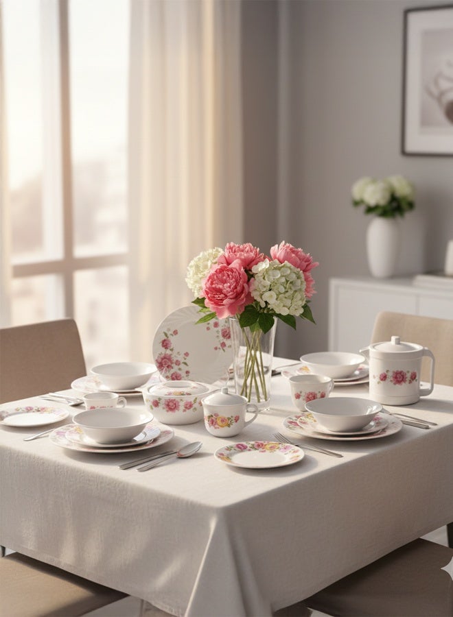 TIMMY Opal Dinner Set 58 Pieces, Premium Opalware, Design 6958 - Image 1