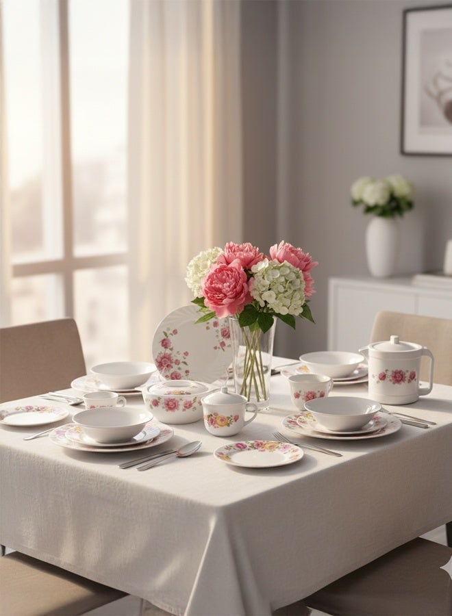TIMMY Opal Dinner Set 58 Pieces - Premium Opalware Construction, Elegant Design 6958, Heat-Resistant, Chip-Resistant, Durable & Lightweight Tableware, Perfect for Formal Dining & Everyday Use - Image 2