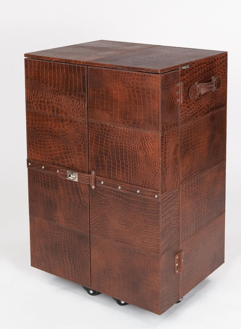 THREE SIXTY Medium Leather Bar Cabinet with Moveable Wheels - Image 3