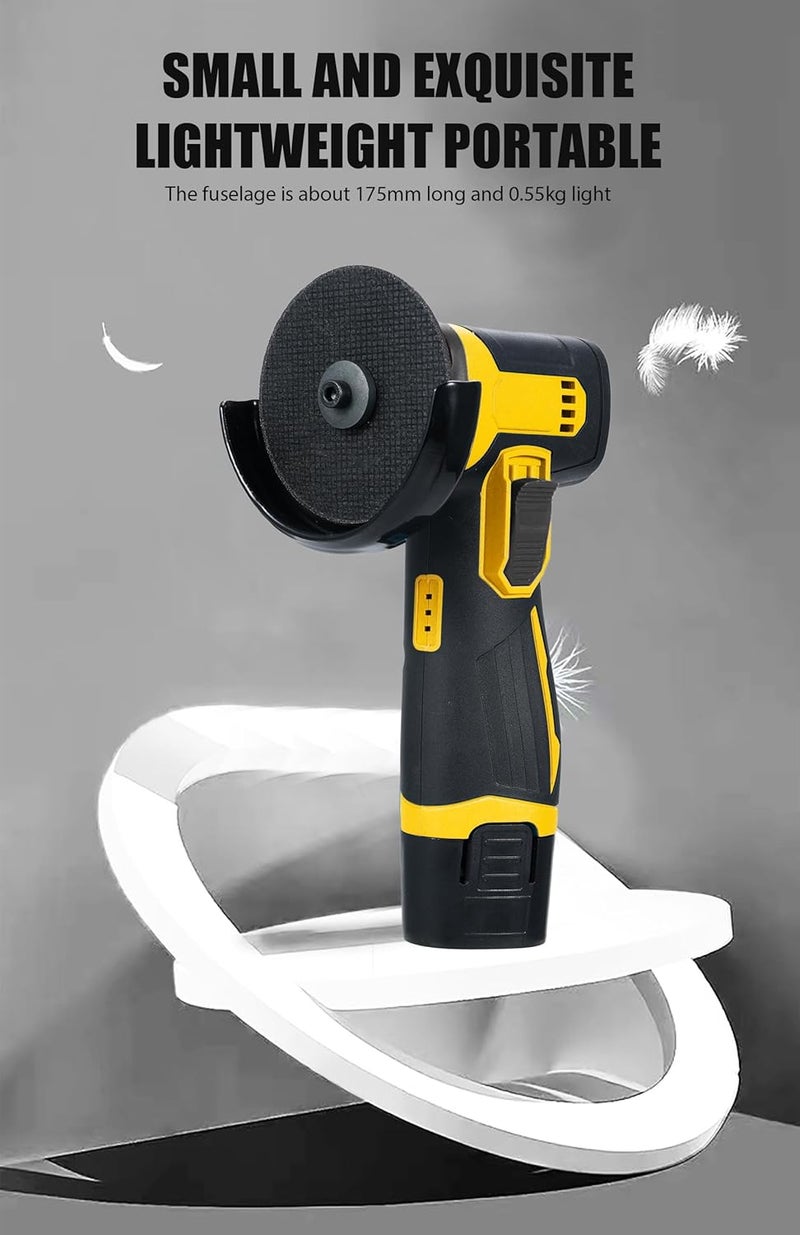 12V Cordless Brush Angle Grinder Kit Lightweight Tool w 2PCS 1300mAh -Ion Battery Charger Ergonomic Design for Reducing Hand Ideal Cutting Grinding Cleaning - Image 5