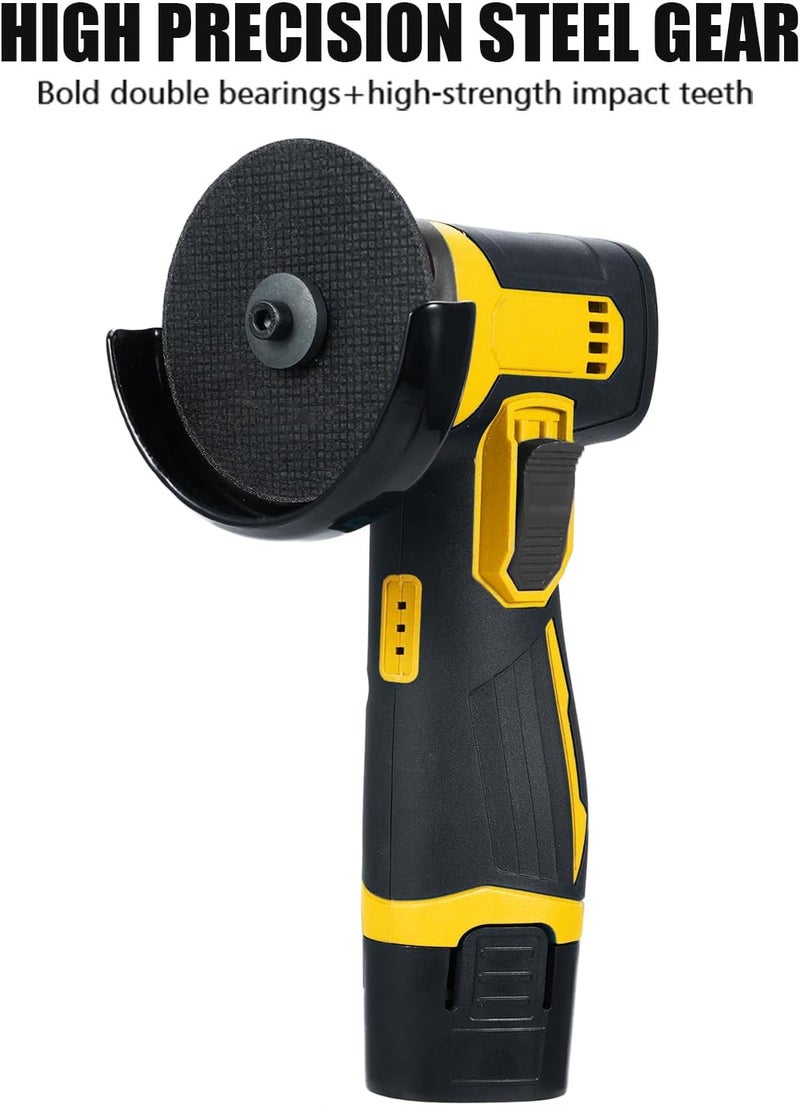 12V Cordless Brush Angle Grinder Kit Lightweight Tool w 2PCS 1300mAh -Ion Battery Charger Ergonomic Design for Reducing Hand Ideal Cutting Grinding Cleaning - Image 3