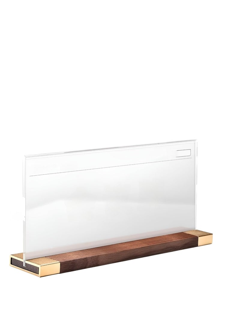 Eckek Eckek  Desk Name Plate Holder, Acrylic Sign Holder for Table Display, Wood Base Double Sided Nameplate 200*90MM/7.87x3.54 inches  - Image 2
