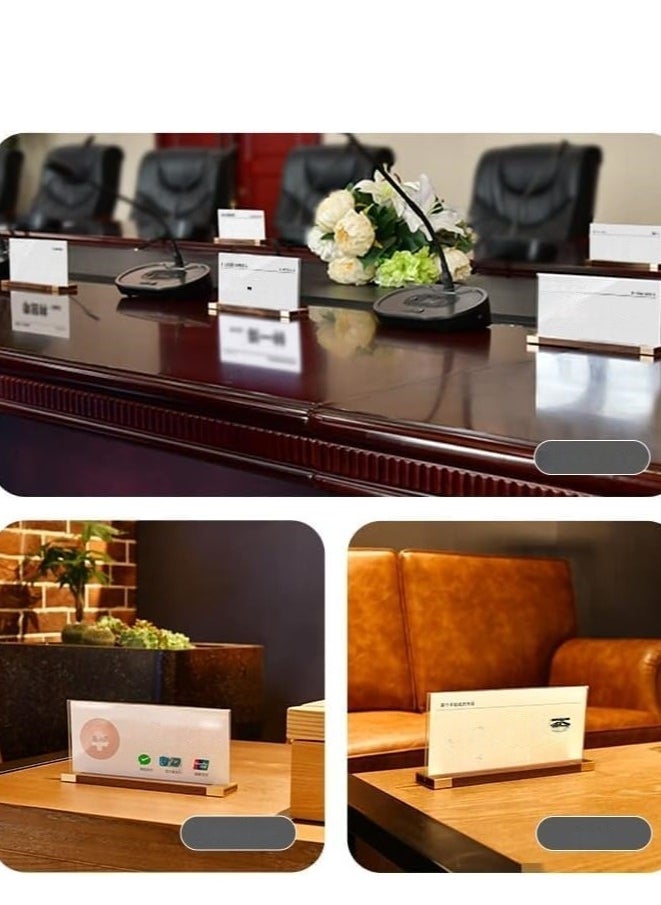 Eckek Eckek  Desk Name Plate Holder, Acrylic Sign Holder for Table Display, Wood Base Double Sided Nameplate 200*90MM/7.87x3.54 inches  - Image 3