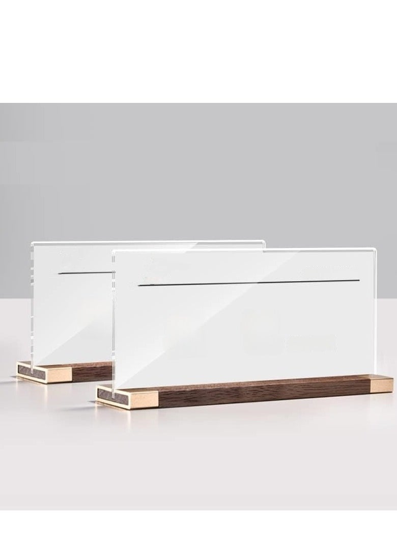 Eckek Eckek  Desk Name Plate Holder, Acrylic Sign Holder for Table Display, Wood Base Double Sided Nameplate 200*90MM/7.87x3.54 inches  - Image 4