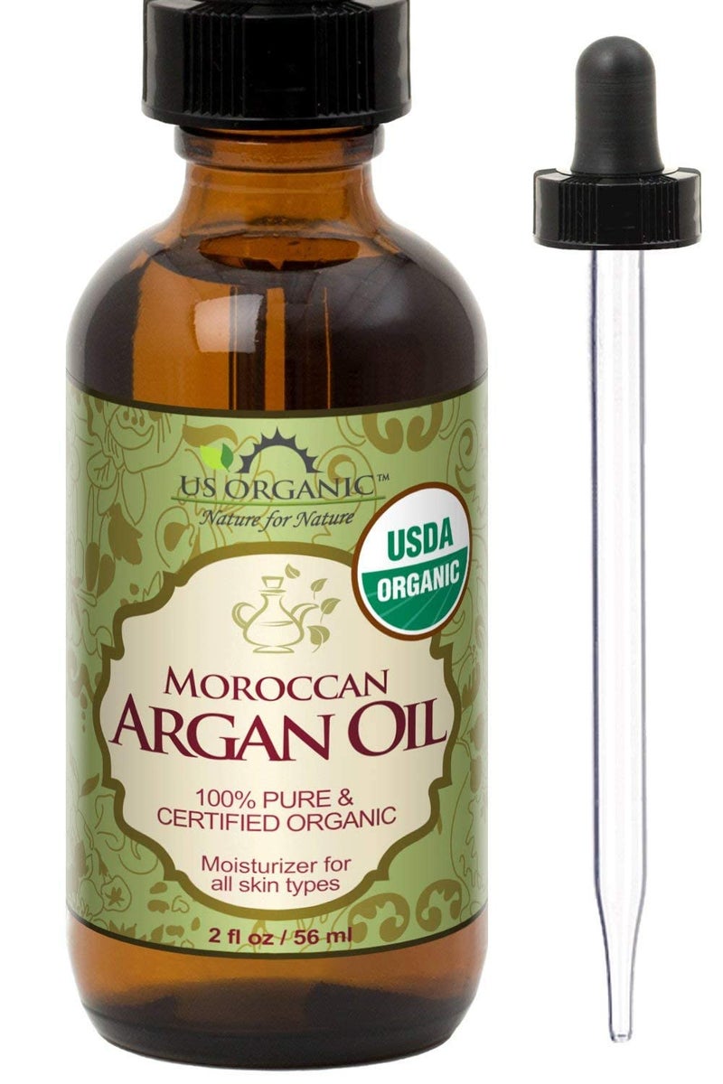 US Organic Moroccan Argan Oil, USDA Certified Organic,100% Pure & Natural, Cold Pressed Virgin, Unrefined, 2 Oz in Amber Glass Bottle, for Hair treatment, Skin, Nail, Cuticle, Sourced from Morocco. - Image 1