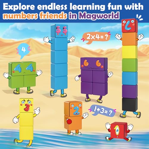 Toylogy كتل مغناطيسية - مجموعة بناء عالم الكتل التعليمية STEM - ألعاب تعليمية لمونتيسوري - ألعاب حسية للأطفال الصغار من 3 إلى 5 سنوات - ألعاب الأرقام - هدايا عيد ميلاد للأطفال من 3 إلى 8 سنوات - Image 5