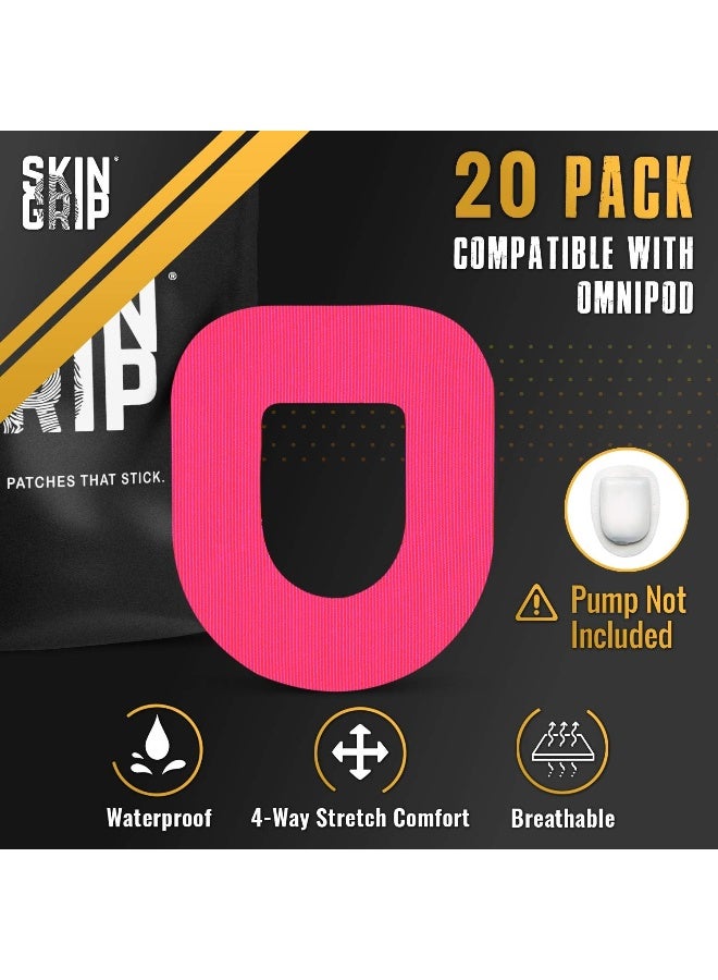 Skin Grip CGM Patches for Insulet Omnipod (20-Pack), Waterproof & Sweatproof for 10-14 Days, Pre-Cut Adhesive Tape, Continuous Glucose Monitor Protection - Image 4