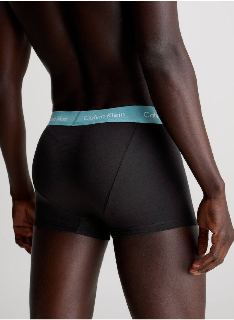 CALVIN KLEIN - Men's 7 Pack Low Rise Trunks - Cotton Stretch -  cotton elastane blend, Black - Image 1