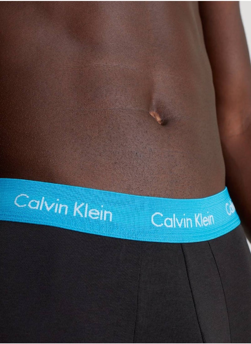 CALVIN KLEIN - Men's 7 Pack Low Rise Trunks - Cotton Stretch -  cotton elastane blend, Black - Image 1