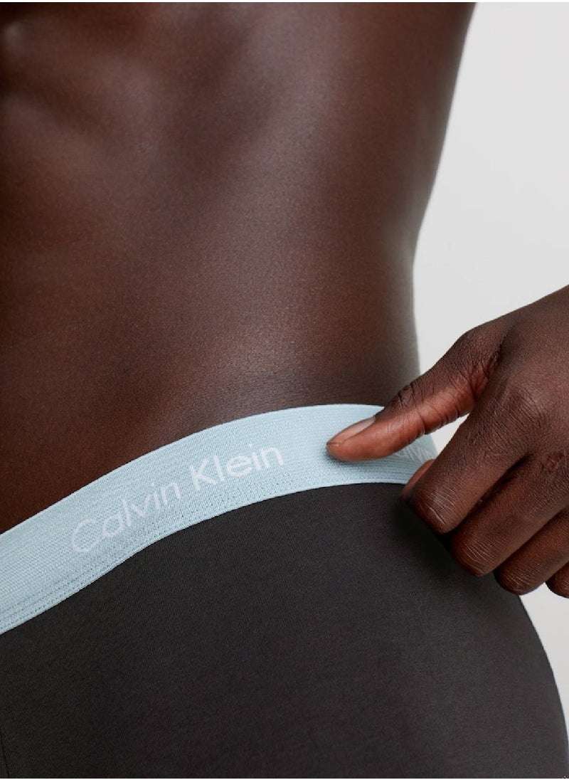 CALVIN KLEIN - Men's 7 Pack Low Rise Trunks - Cotton Stretch -  cotton elastane blend, Black - Image 1