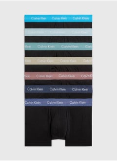 Men's 7 Pack Low Rise Trunks - Cotton Stretch -  cotton elastane blend, Black